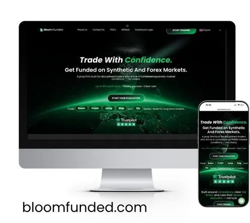 Website for bloomfunded.com on desktop and mobile