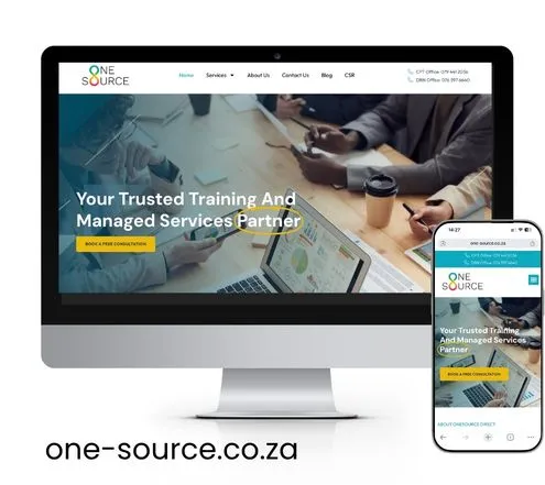 Website for one-source.co.za on desktop and mobile
